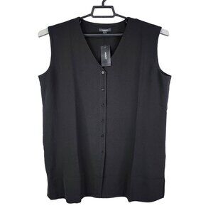 Womens Black Alfani Sleeveless Top Blouse Button-Down Stretch Size L